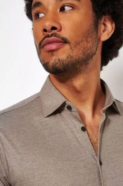 Desoto Overhemd Strijkvrij Modern Kent Lichtbruin -Kleding Outlet Winkel 70457 4