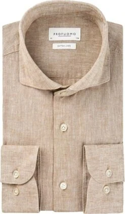 Profuomo Linnen Overhemd Beige