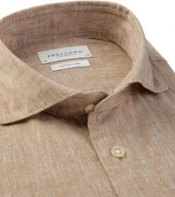 Profuomo Linnen Overhemd Beige -Kleding Outlet Winkel 76957 2 1